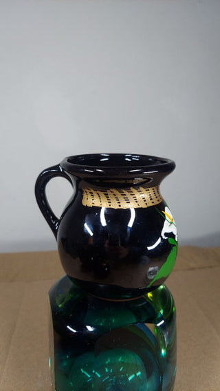 A. Hand painted Lilies - Folk Art Artisan Mexican Redware Mug