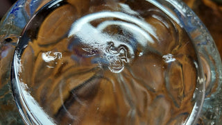 1970s Paulaner München 1 Liter Dimpled German Beer Stein - Maß (1 liter) traditional Masskrug style mug - festival breweriana. Blue And white logo.