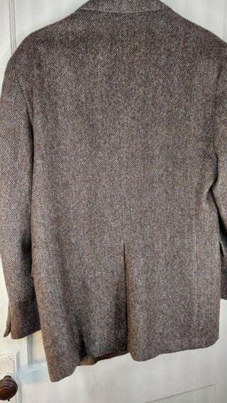 1970-80s Kenneth Roberts for Carson pirie Scott, Brown Mix Tweed herringbone wool sport coat