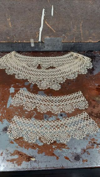 Vintage Handmade Tatted Lace Collar And Cuff Set(3pc) natural or cream color (As-Is)