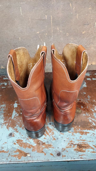 Men's 9.5D - 1970s Burgundy Chestnut Brown Roper Boot with steel toe and Goodyear welt (As-Is)