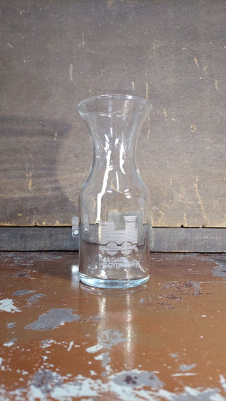 Railroad Engine Train 1970-80s Design graphic - Hand blown carafe