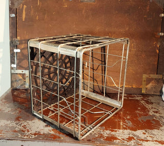 1989 Borden Milwaukee - Dairy Milk Crate - metal with plastic bottom, industrial farmhouse rustic storage shelf