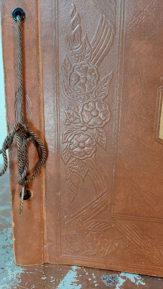 1920s "Photographs" Snap Shots Photo Album with Embossed Faux Leather Cover - 32 pages