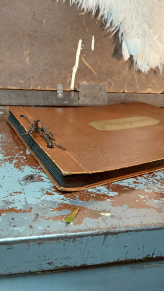 1920s "Photographs" Snap Shots Photo Album with Embossed Faux Leather Cover - 32 pages