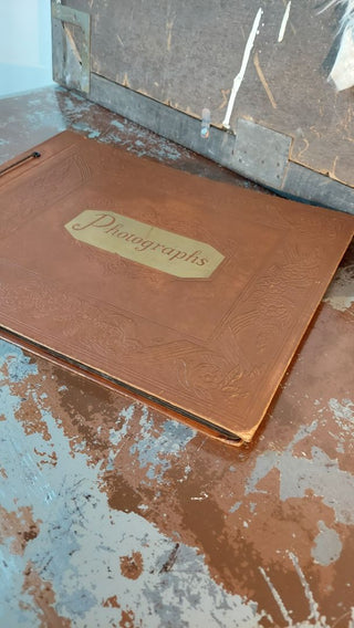 1920s "Photographs" Snap Shots Photo Album with Embossed Faux Leather Cover - 32 pages
