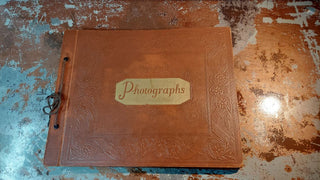 1920s "Photographs" Snap Shots Photo Album with Embossed Faux Leather Cover - 32 pages