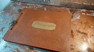 1920s "Photographs" Snap Shots Photo Album with Embossed Faux Leather Cover - 32 pages