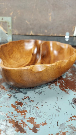 1960s MonkeyPod Serving Dish Bowl Home decor- Heart Nut Shaped