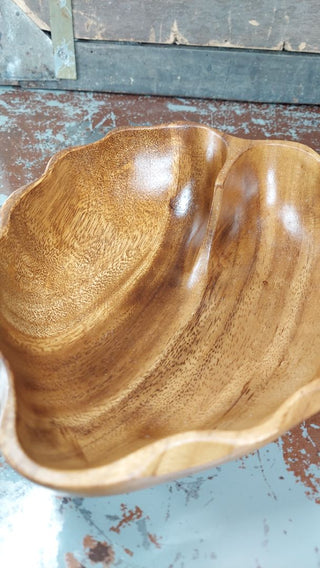 1960s MonkeyPod Serving Dish Bowl Home decor- Heart Nut Shaped