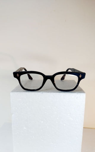 RARE - 1950s Lens Frame - Criss Optical Yank, Diamond Design Horned Rim Eye glasses, Frames Black 5” (Wire Cutters in 888 folder) (T&M)