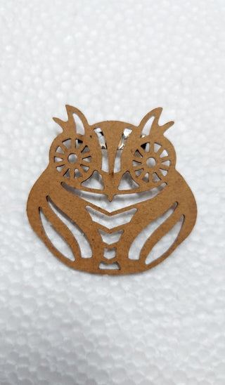 b) Wooden Owl Accessory - Bar Pin Brooch 1 ¾”