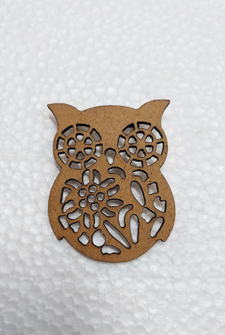 a) Wooden Owl Accessory - Bar Pin Brooch 1 ¾”