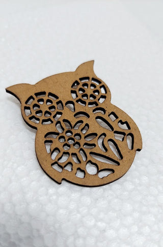 a) Wooden Owl Accessory - Bar Pin Brooch 1 ¾”
