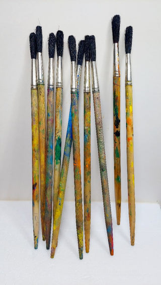 Artist Long Easel Brush -  #6 black bristle marking - Artist Used