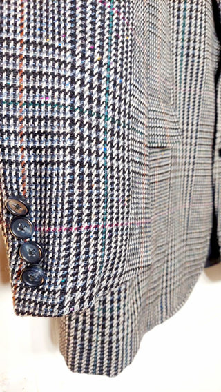 1970-80 “Ivy League Country Style” By Norman Hilton, houndstooth hand-woven Shetland tweeds Plaid Sport Coat Jacket - 43R