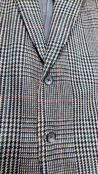 1970-80 “Ivy League Country Style” By Norman Hilton, houndstooth hand-woven Shetland tweeds Plaid Sport Coat Jacket - 43R