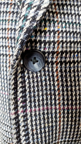 1970-80 “Ivy League Country Style” By Norman Hilton, houndstooth hand-woven Shetland tweeds Plaid Sport Coat Jacket - 43R