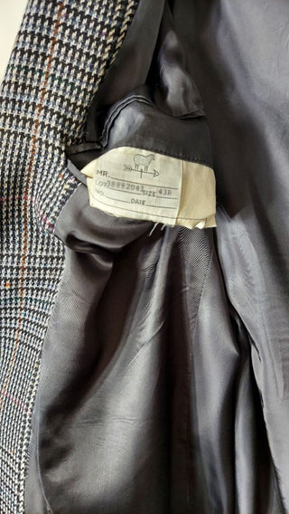 1970-80 “Ivy League Country Style” By Norman Hilton, houndstooth hand-woven Shetland tweeds Plaid Sport Coat Jacket - 43R