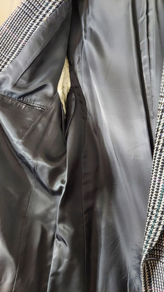 1970-80 “Ivy League Country Style” By Norman Hilton, houndstooth hand-woven Shetland tweeds Plaid Sport Coat Jacket - 43R