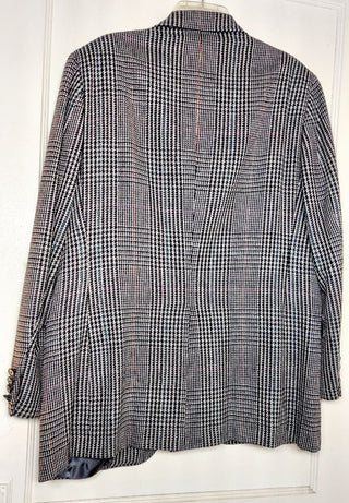 1970-80 “Ivy League Country Style” By Norman Hilton, houndstooth hand-woven Shetland tweeds Plaid Sport Coat Jacket - 43R