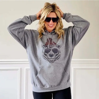 Small - Bear wearing Chicago Beanie Hoodie Sweatshirt