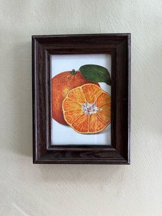 Orange Print in Wooden Frame