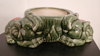 Vintage Lucky Green Elephant Planter