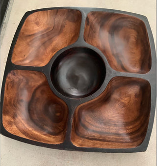 Vintage Acacia Wood 14 inch Relish Tray