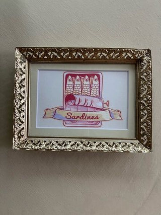 Pink Summer Sardines in Gold Frame