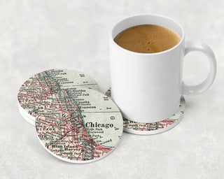 Vintage Map of Chicago Coaster - 4.25"