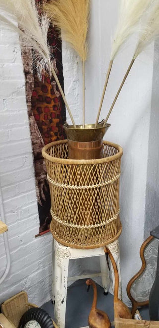 Vintage Rattan Wicker Plant Stand/Basket