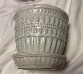 McCoy White Bead Pot & Saucer #97
