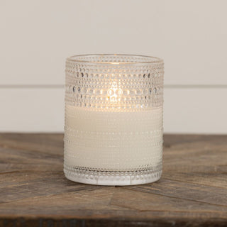 5" Hobnail Style Glass 3D Flame Candle - Battery Operated w/ 6 hour timers