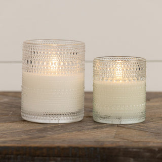 5" Hobnail Style Glass 3D Flame Candle - Battery Operated w/ 6 hour timers