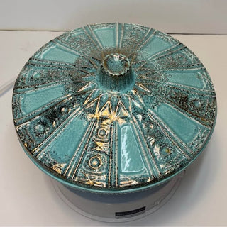 Vintage California Originals Lidded Turquoise & Gold Dish #136 9