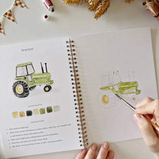 Farm Watercolor Workbook – 12 Beginner Farm Illustrations by Emily Lex
