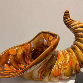 Vintage Brown & Orange Cornucopia Candy Dish #152