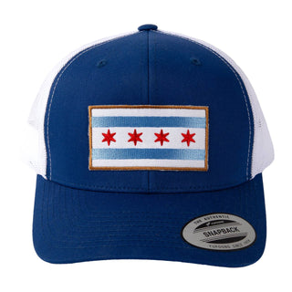 Chicago Flag Patch Trucker Hat - Blue & White