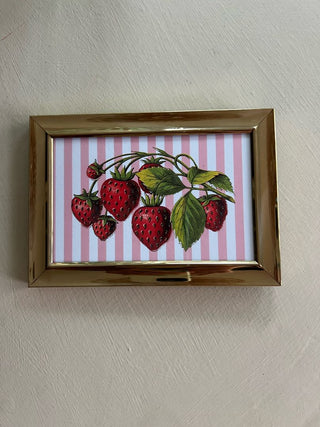 Striped Summer Strawberries Print
