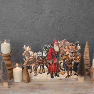 20" Vintage Inspired Santa with Toy-Packed Sleigh Dummy Board