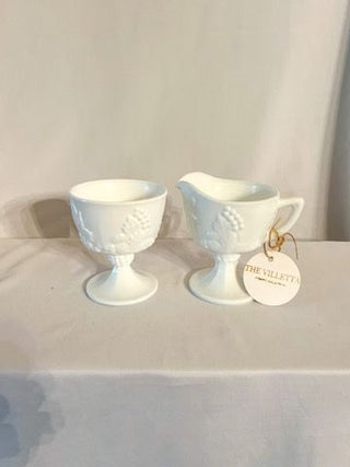 Milk Glass Creamer and Sugar Set