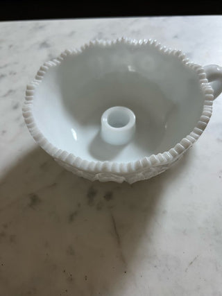 Milk Glass Candlestick Holder Bowl Shape
