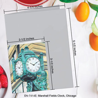 Marshall Fields Clock, Chicago, Greeting Card