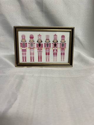 Pink Nutcrackers Print in Gold Frame