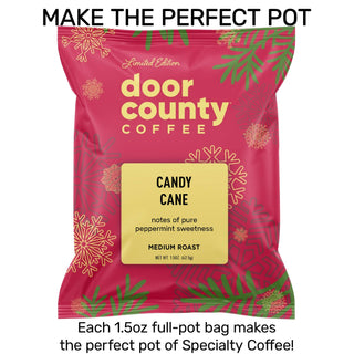 Candy Cane Java Holiday Flavored Coffee – 1.5 oz Full Pot Bag | Door County Coffee