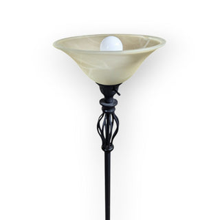 Torchiere Floor Lamp with Black  Metal Base, New