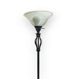 Torchiere Floor Lamp with Black  Metal Base, New