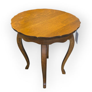 Solid Oak Scalloped Side Table