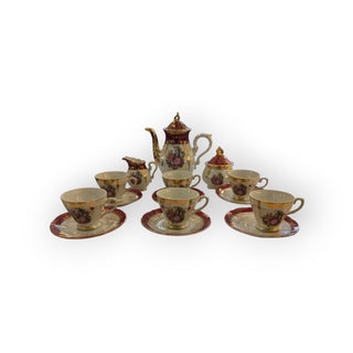 Japanese Courting Couple Pearlized Tea Set, (set of 17 pieces)